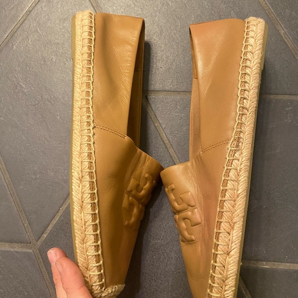 Tory Burch Brown Leather Espadrille Loafers - Picture 4 of 7